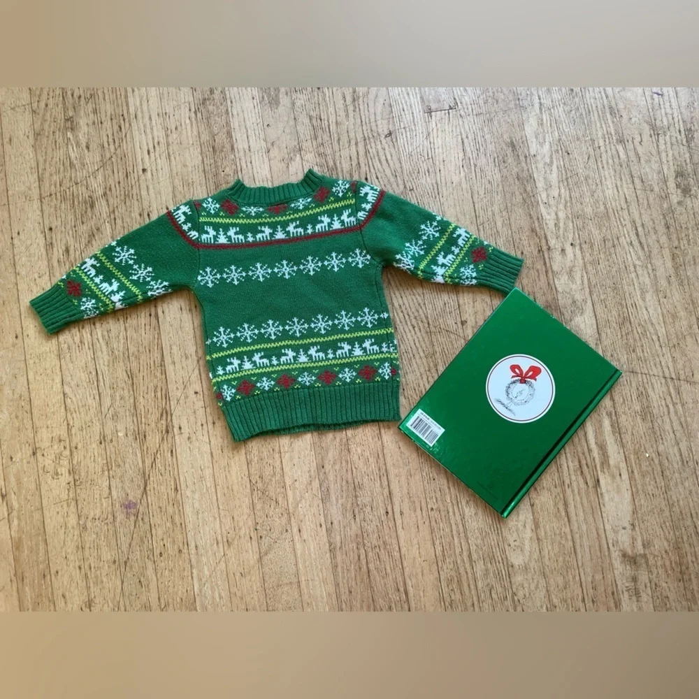 Grinch sweater & book gift  2T Dr. Seuss how the Grinch stole Christmas